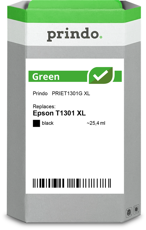 Epson T1301 XL Cartouche Noir remanufacturé équivalent à C13T13014012 · Prindo Green