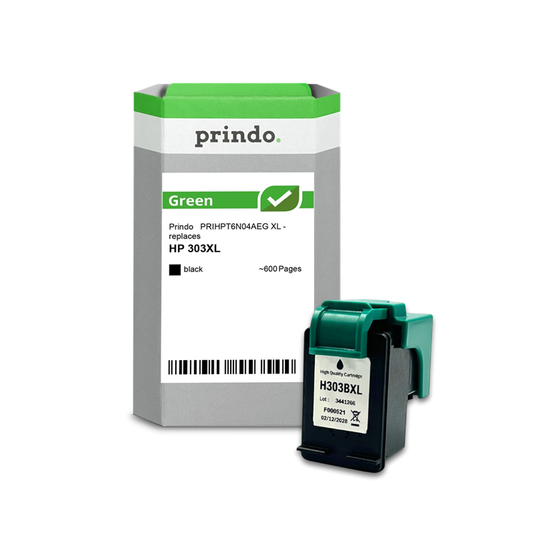 HP 303 XL Cartouche Noir remanufacturé équivalent à T6N04AE · Prindo Green