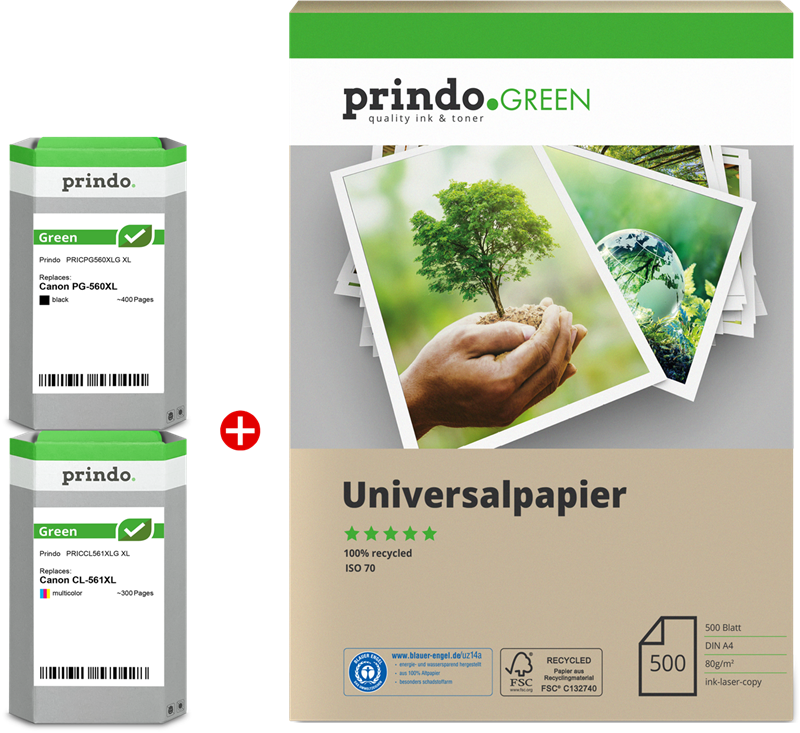 Compatible avec CANON 560XL 561XL Pack 4 Couleurs + papier 500 feuilles