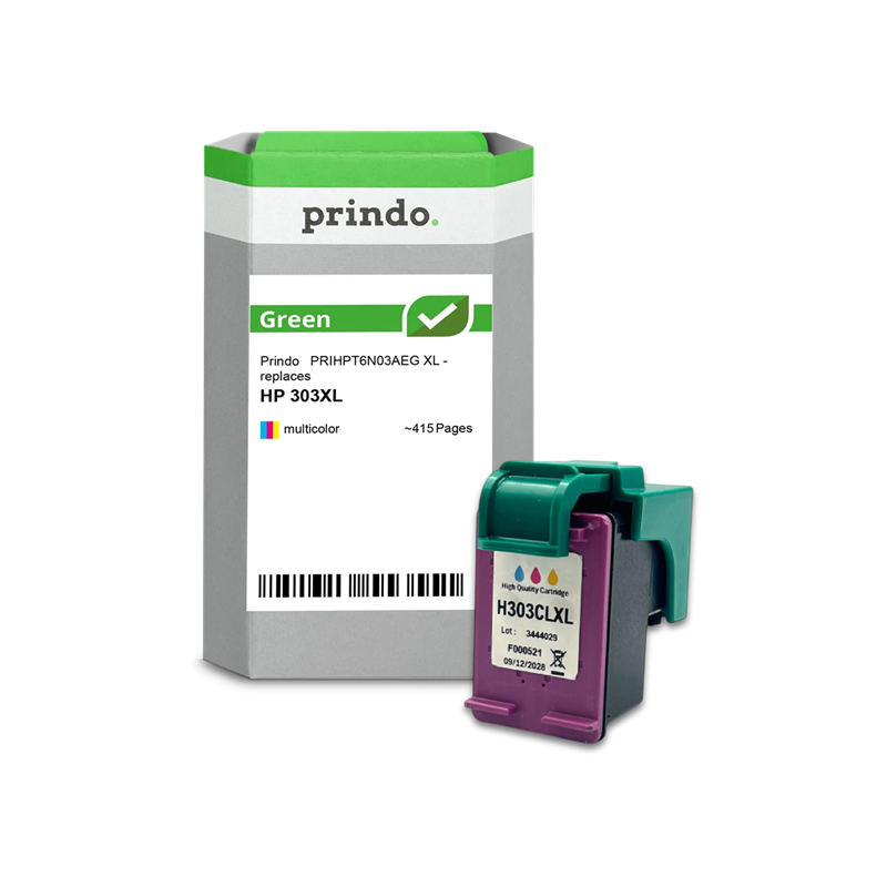 HP 303 XL Cartouche Tricolore remanufacturé équivalent à T6N03AE · Prindo Green