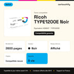 Ricoh TYPE1200E Toner Noir compatible équivalent à 406837 · Switch : caractéristiques