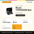 Ricoh TYPE1200E Tambour Noir compatible équivalent à 406841 : caractéristiques