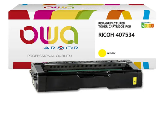 RICOH 407534 - Cartouche laser compatible - Jaune - Toner remanufacturé OWA