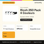 Ricoh 250 Toner Pack 4 Couleurs compatible équivalent à 407543, 407544, 407545 : caractéristiques