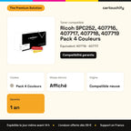 Ricoh SPC252, 407716, 407717, 407718, 407719 Toner Pack 4 Couleurs compatible : caractéristiques