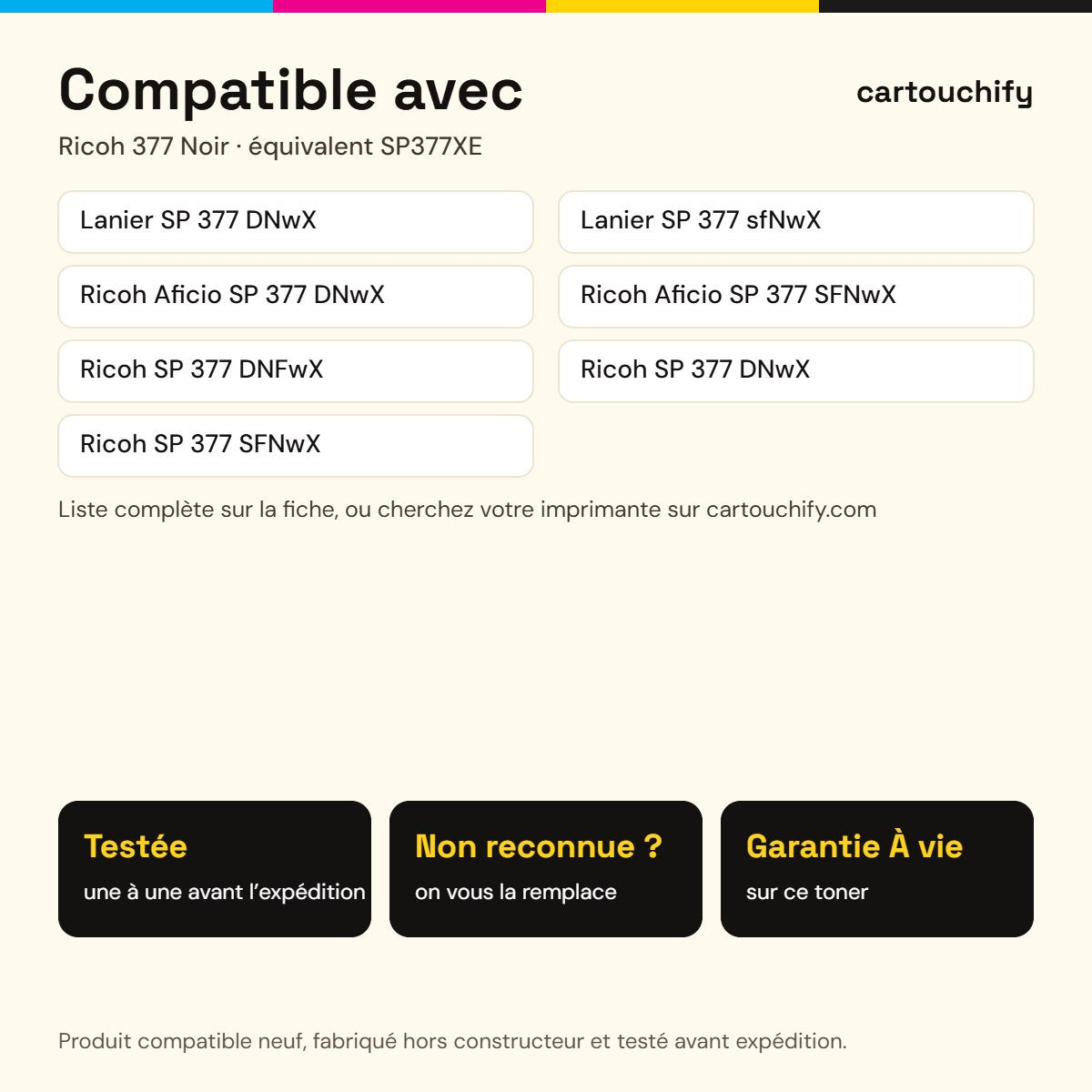 Imprimantes compatibles avec Ricoh 377 Toner Noir compatible équivalent à SP377XE, 408162 · Switch