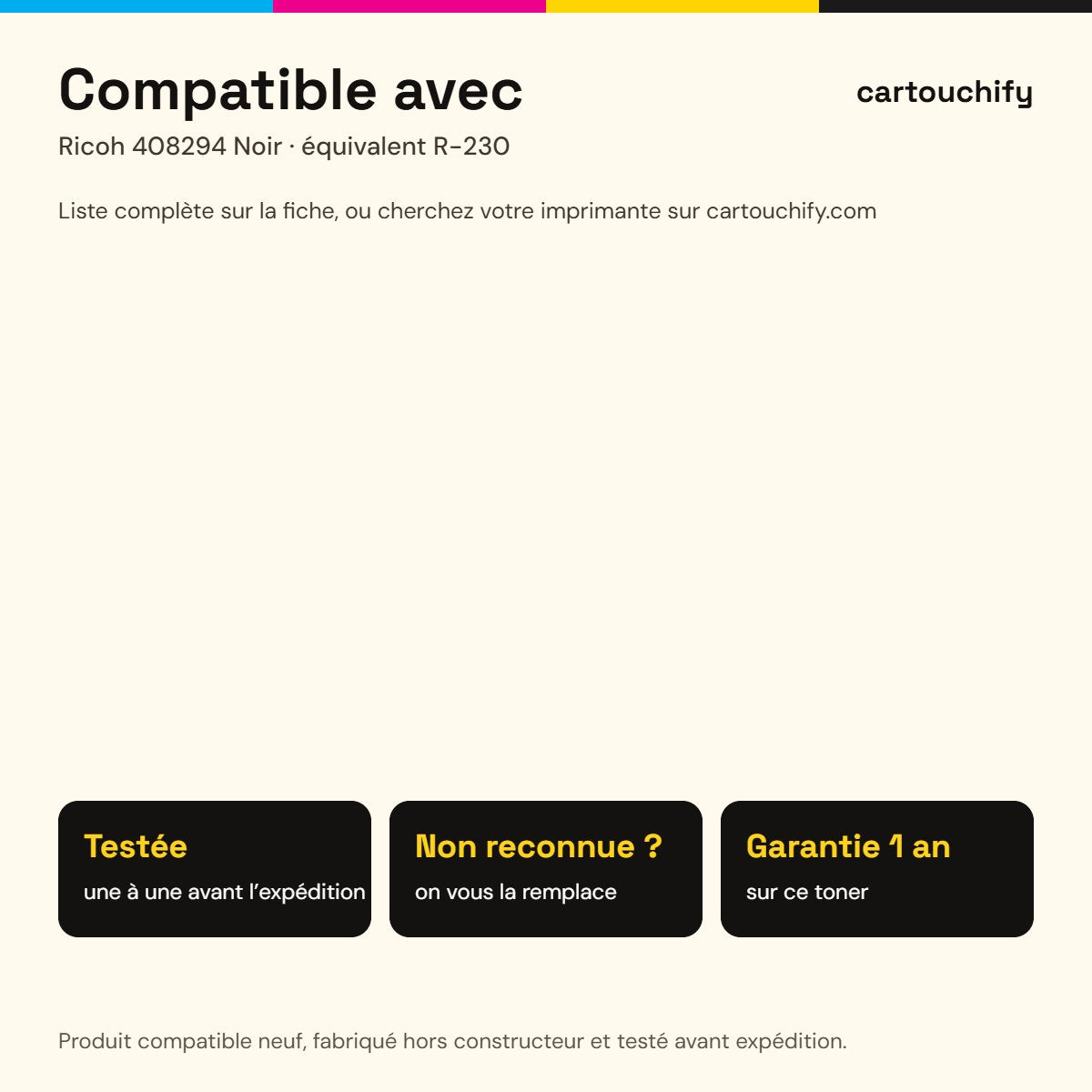 Imprimantes compatibles avec Ricoh 408294 Toner Noir compatible équivalent à R-230