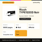 Ricoh TYPE1220D Toner Noir compatible équivalent à 888087 : caractéristiques
