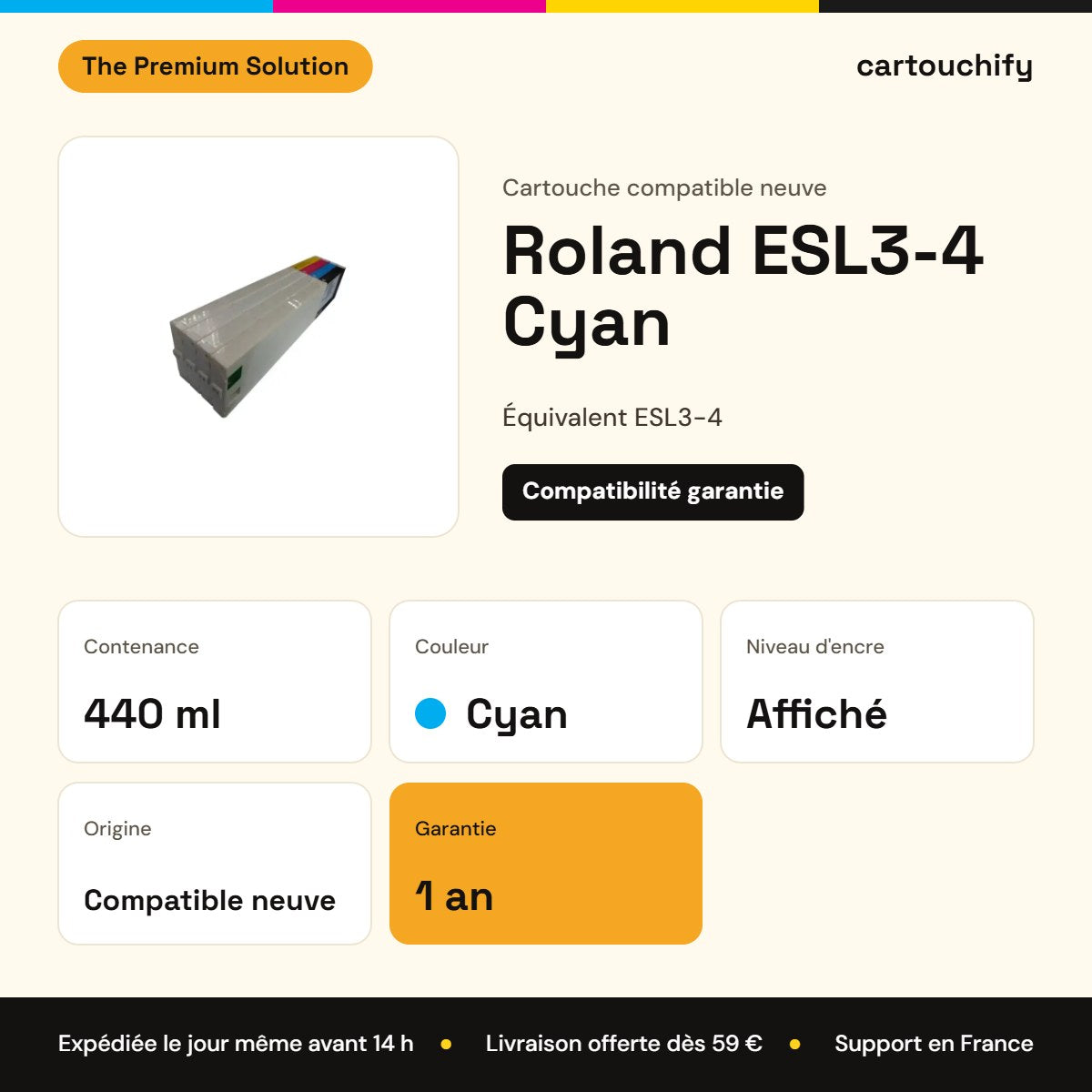 Roland ESL3-4 Cartouche Cyan compatible : caractéristiques