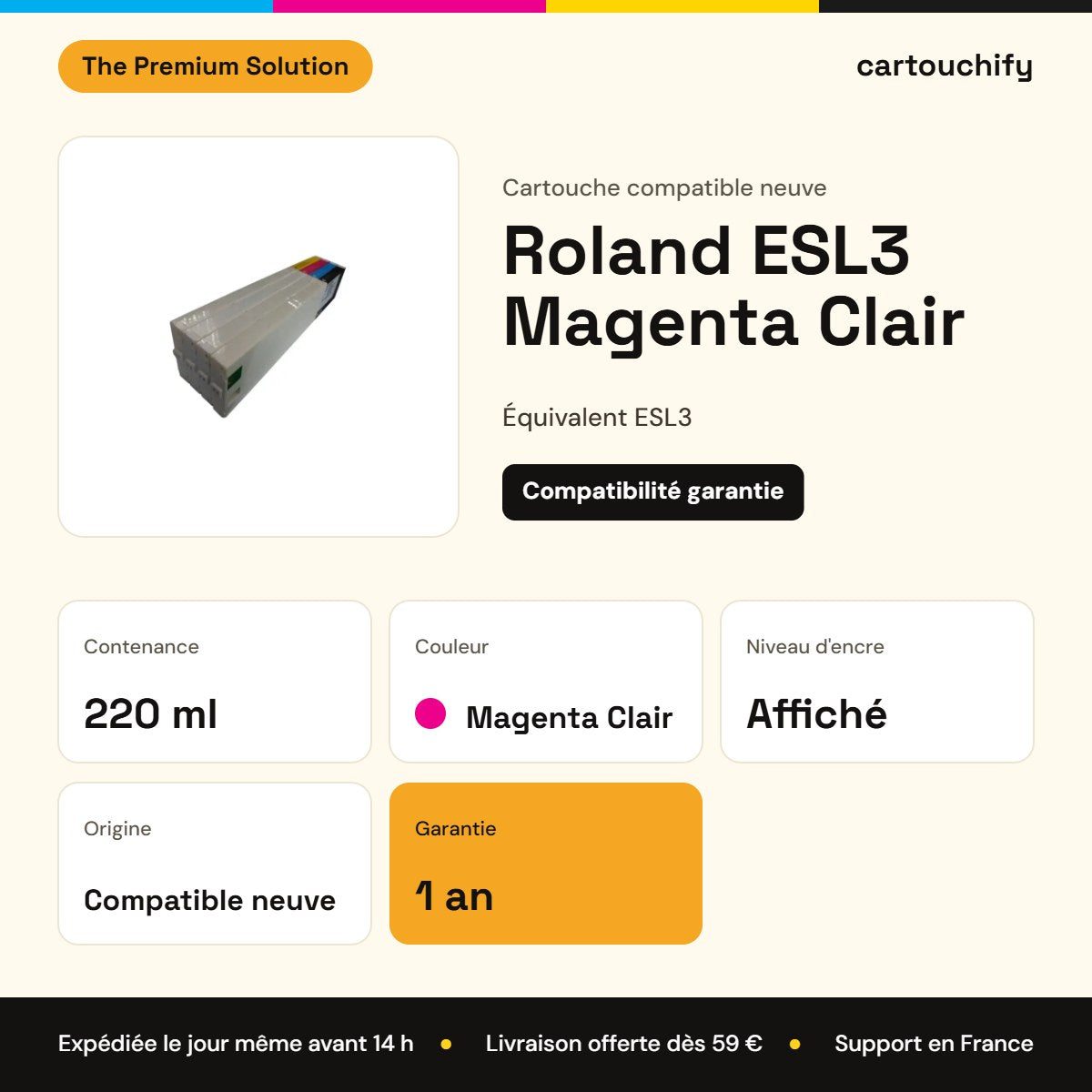 Roland ESL3 Cartouche Magenta Clair compatible : caractéristiques