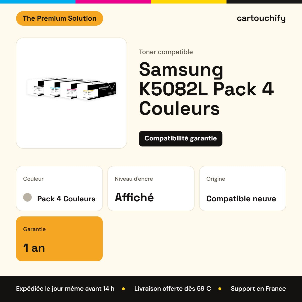 Samsung K5082L Toner Pack 4 Couleurs compatible équivalent à CLT-P5082L : caractéristiques