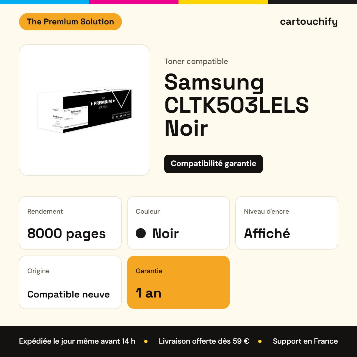 Samsung CLTK503LELS Toner Noir compatible : caractéristiques