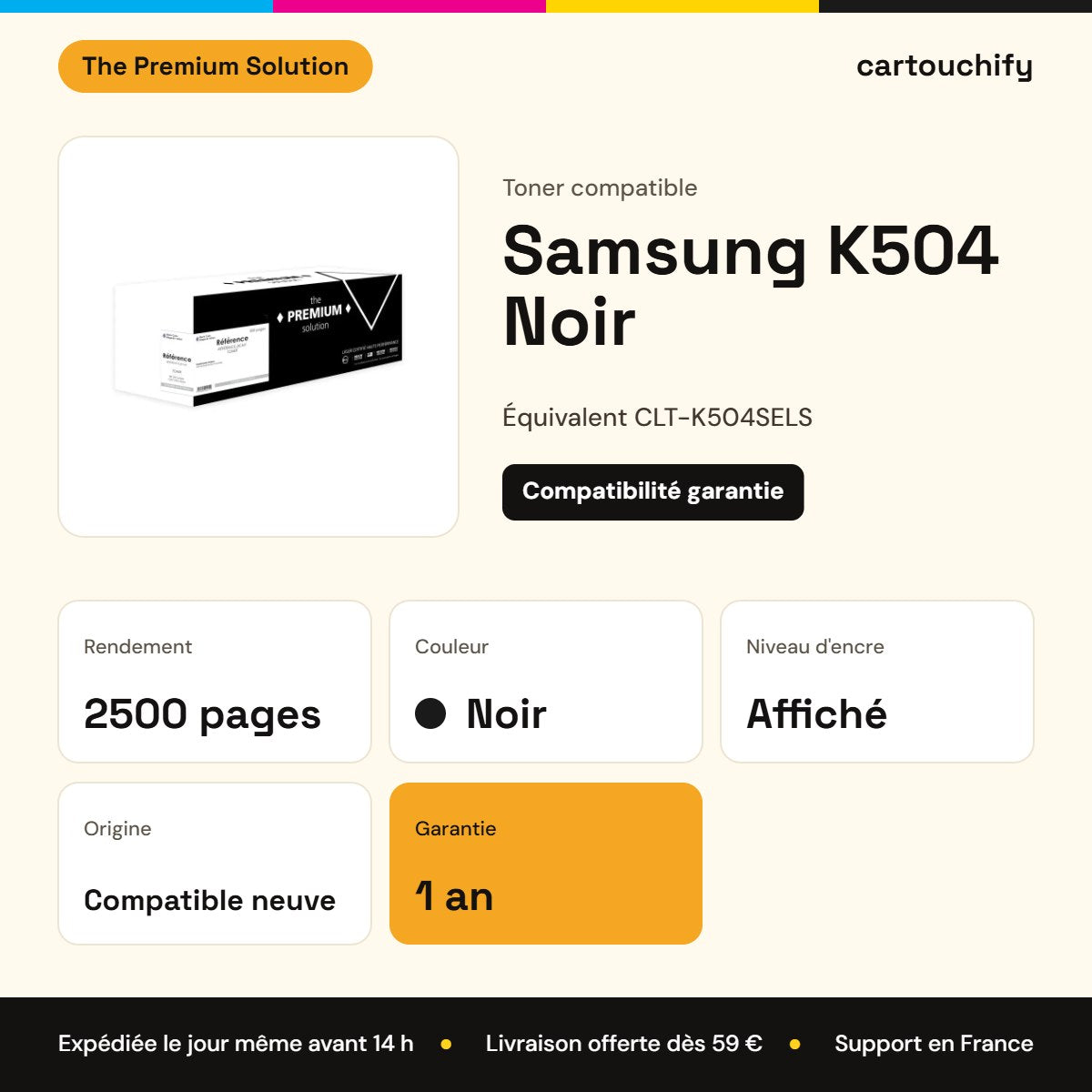 Samsung K504 Toner Noir compatible équivalent à CLT-K504SELS : caractéristiques