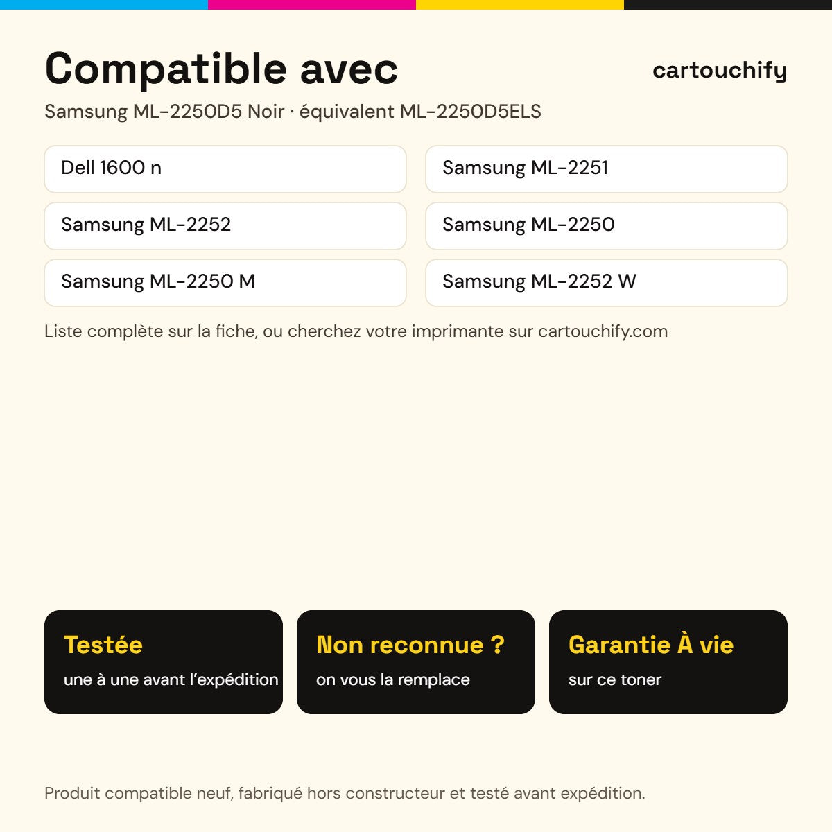 Imprimantes compatibles avec Samsung ML-2250D5 Toner Noir compatible équivalent à ML-2250D5ELS · Switch