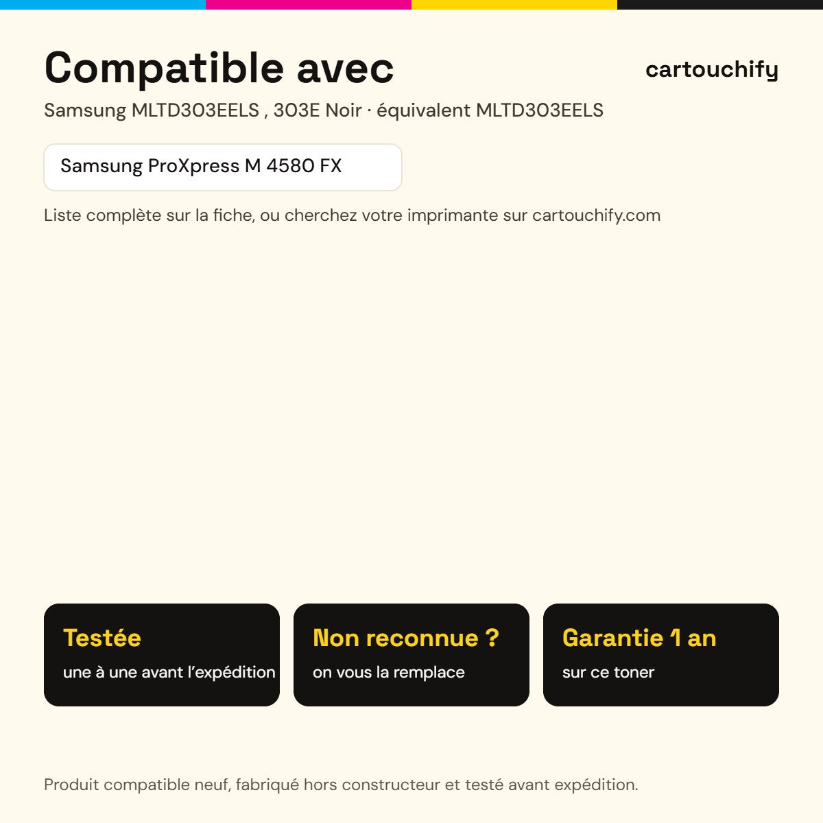 Imprimantes compatibles avec Samsung MLTD303EELS , 303E Toner Noir compatible équivalent à MLTD303EELS, 303E