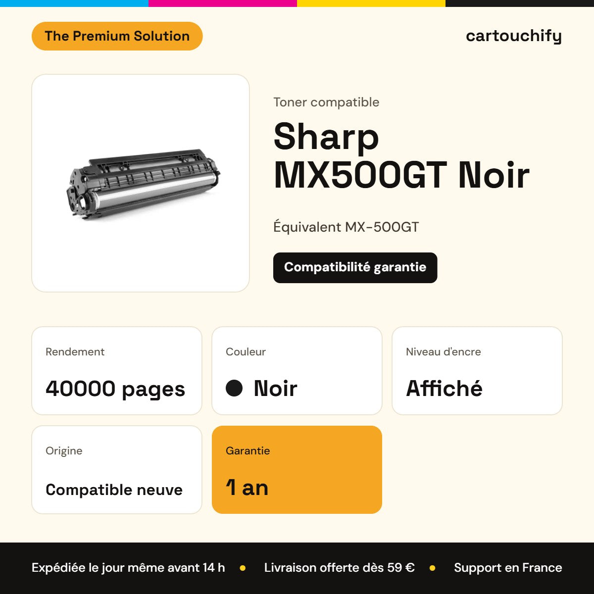 Sharp MX500GT Toner Noir compatible : caractéristiques