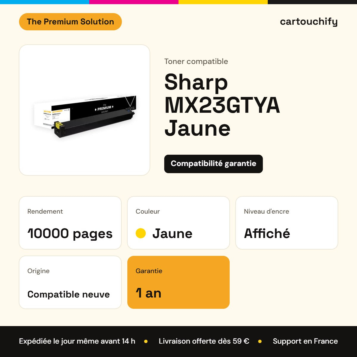 Sharp MX23GTYA Toner Jaune compatible : caractéristiques