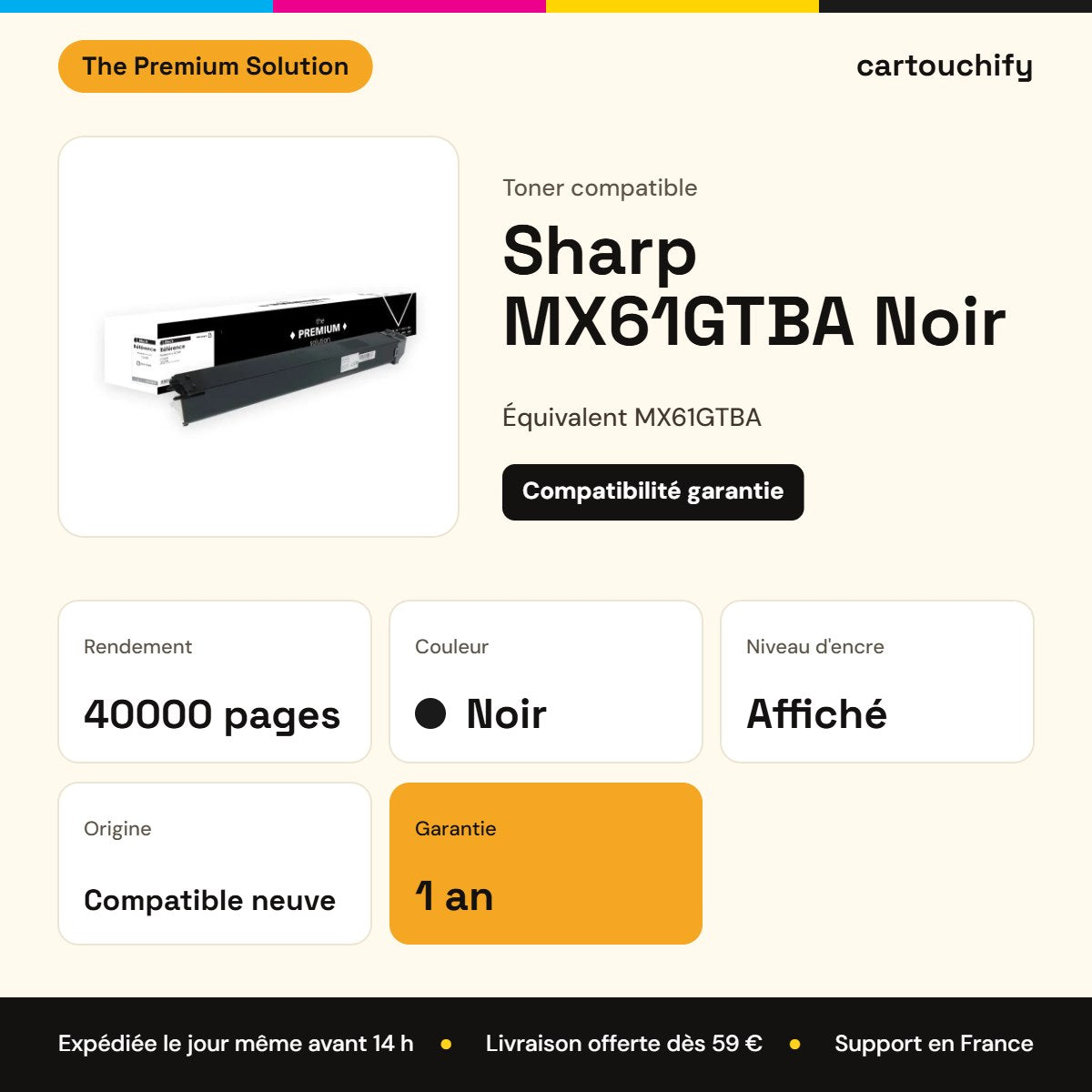 Sharp MX61GTBA Toner Noir compatible : caractéristiques