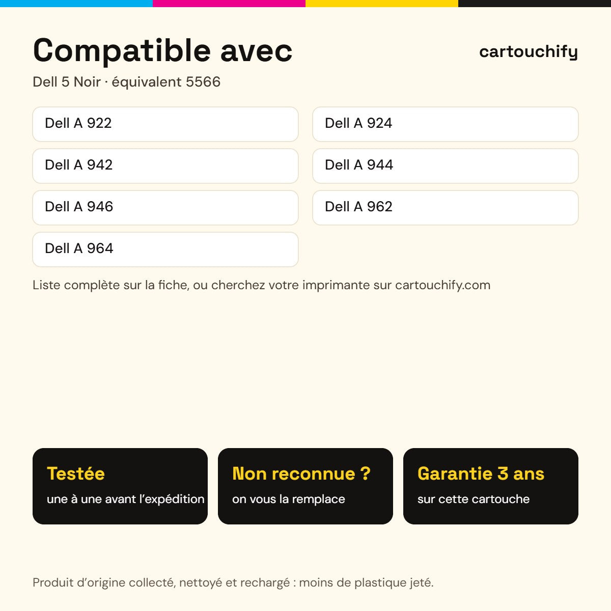 Imprimantes compatibles avec Dell 5 Cartouche Noir remanufacturé équivalent à 5566, M4640, 59210092 · Switch