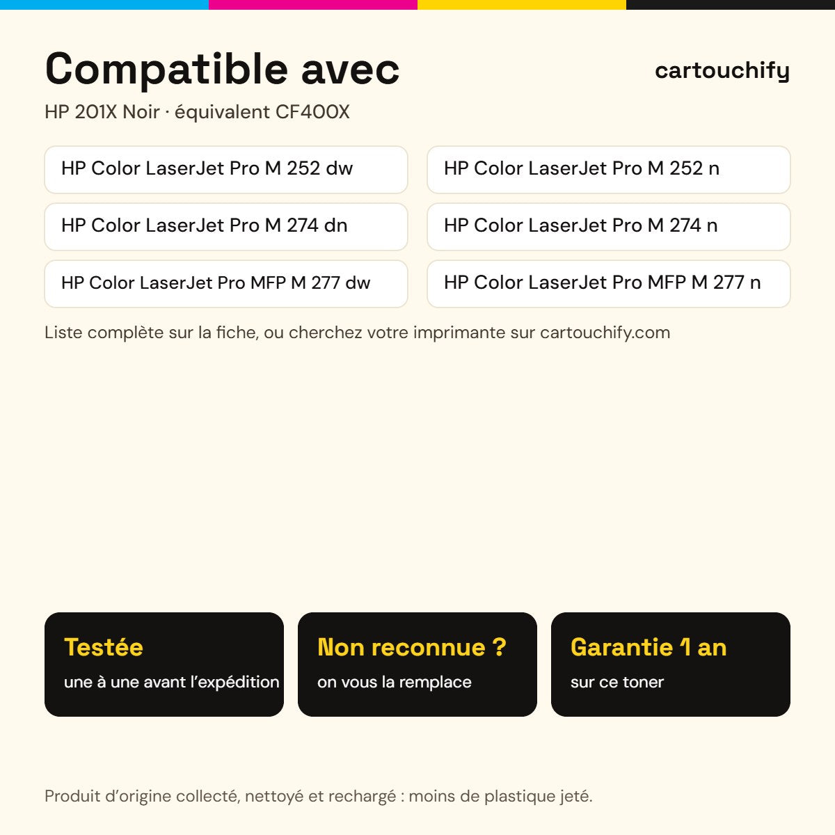 Imprimantes compatibles avec le toner HP 201X Noir
