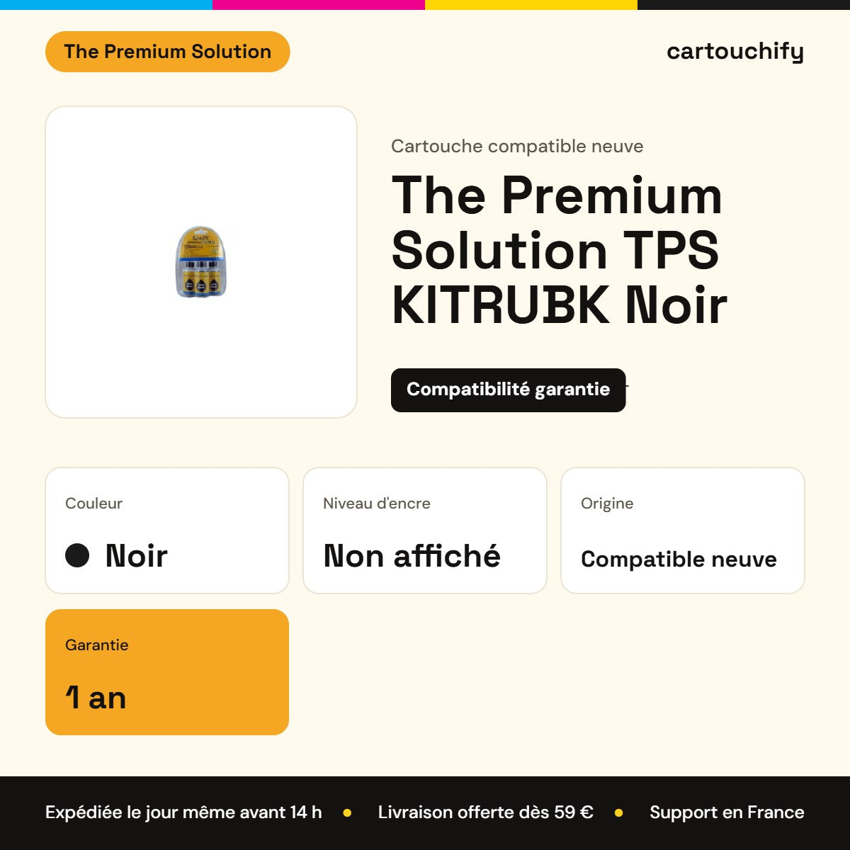 The Premium Solution TPS KITRUBK Cartouche Noir remanufacturé : caractéristiques