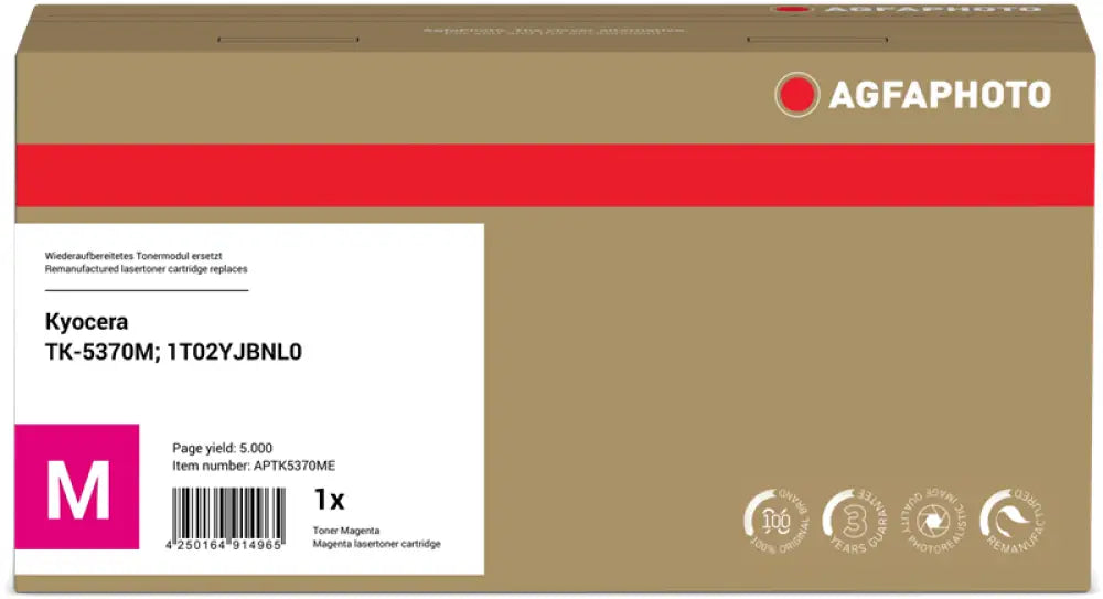 Toner Agfa Photo APTK5370ME – Compatible avec Kyocera TK-5370M Magenta 5000 pages
