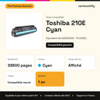 Toshiba 210E Toner Cyan compatible équivalent à 6AJ00000159, TFC210EC : caractéristiques