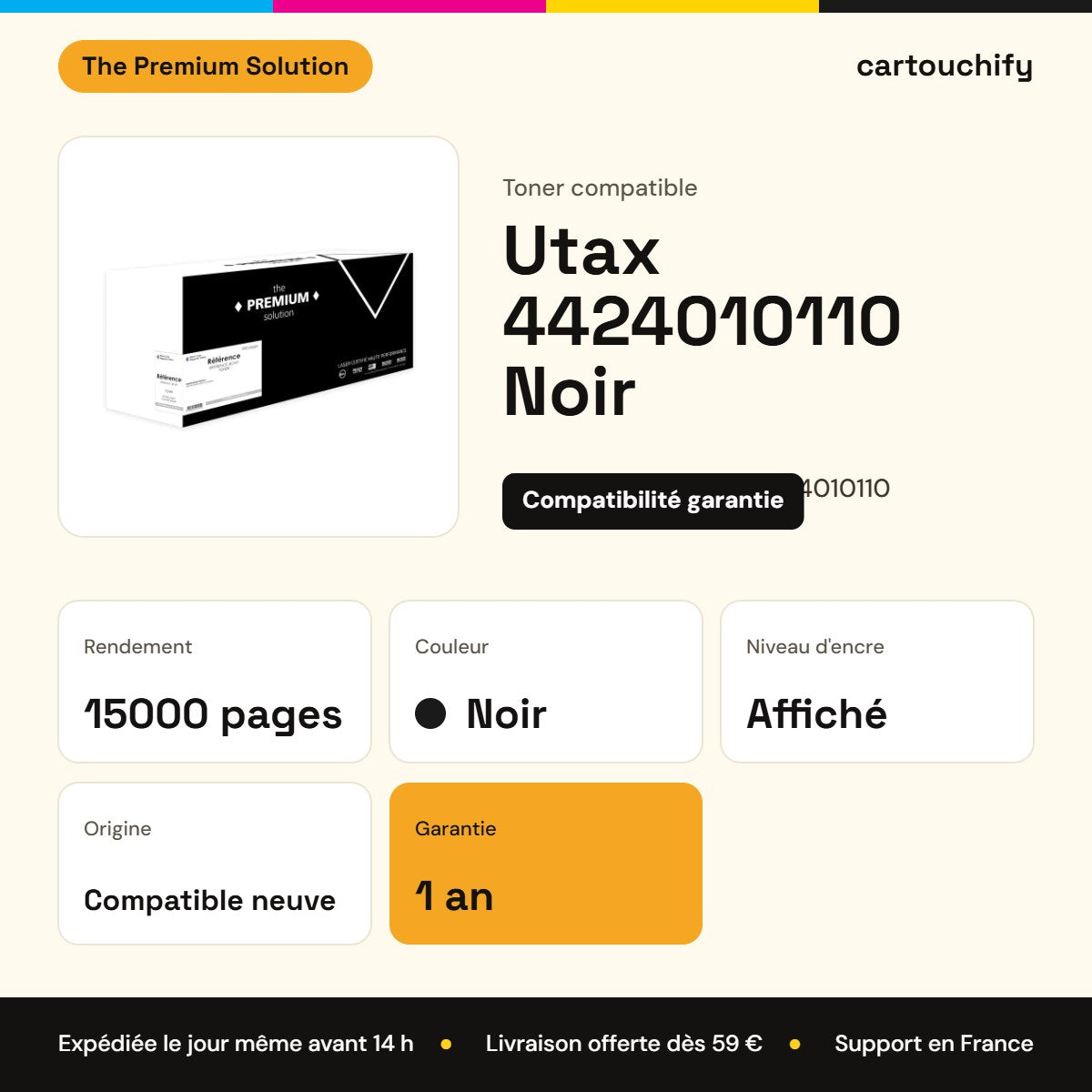Utax 4424010110 Toner Noir compatible équivalent à LP 3240 : caractéristiques