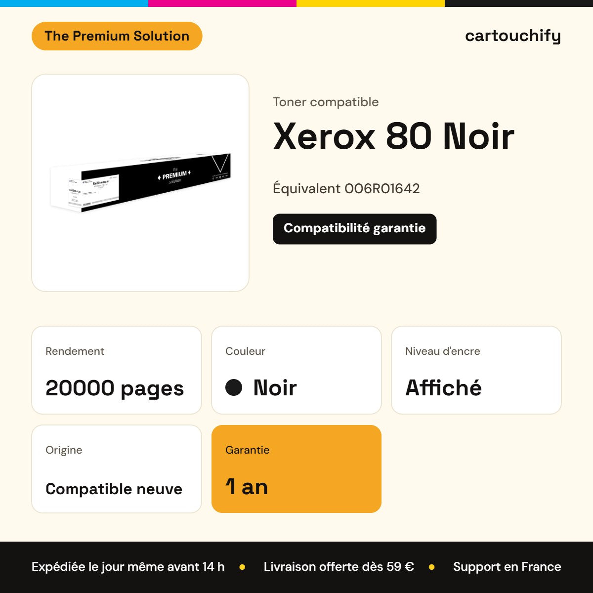Xerox 80 Toner Noir compatible équivalent à 006R01642 : caractéristiques