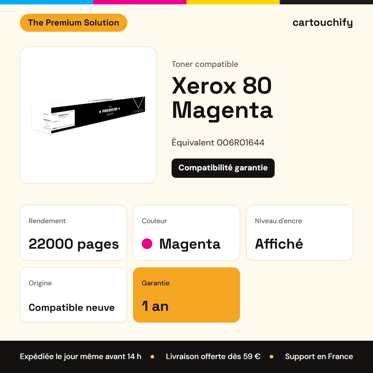 Xerox 80 Toner Magenta compatible équivalent à 006R01644 : caractéristiques