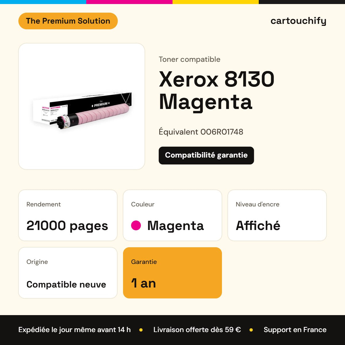 Xerox 8130 Toner Magenta compatible équivalent à 006R01748 : caractéristiques