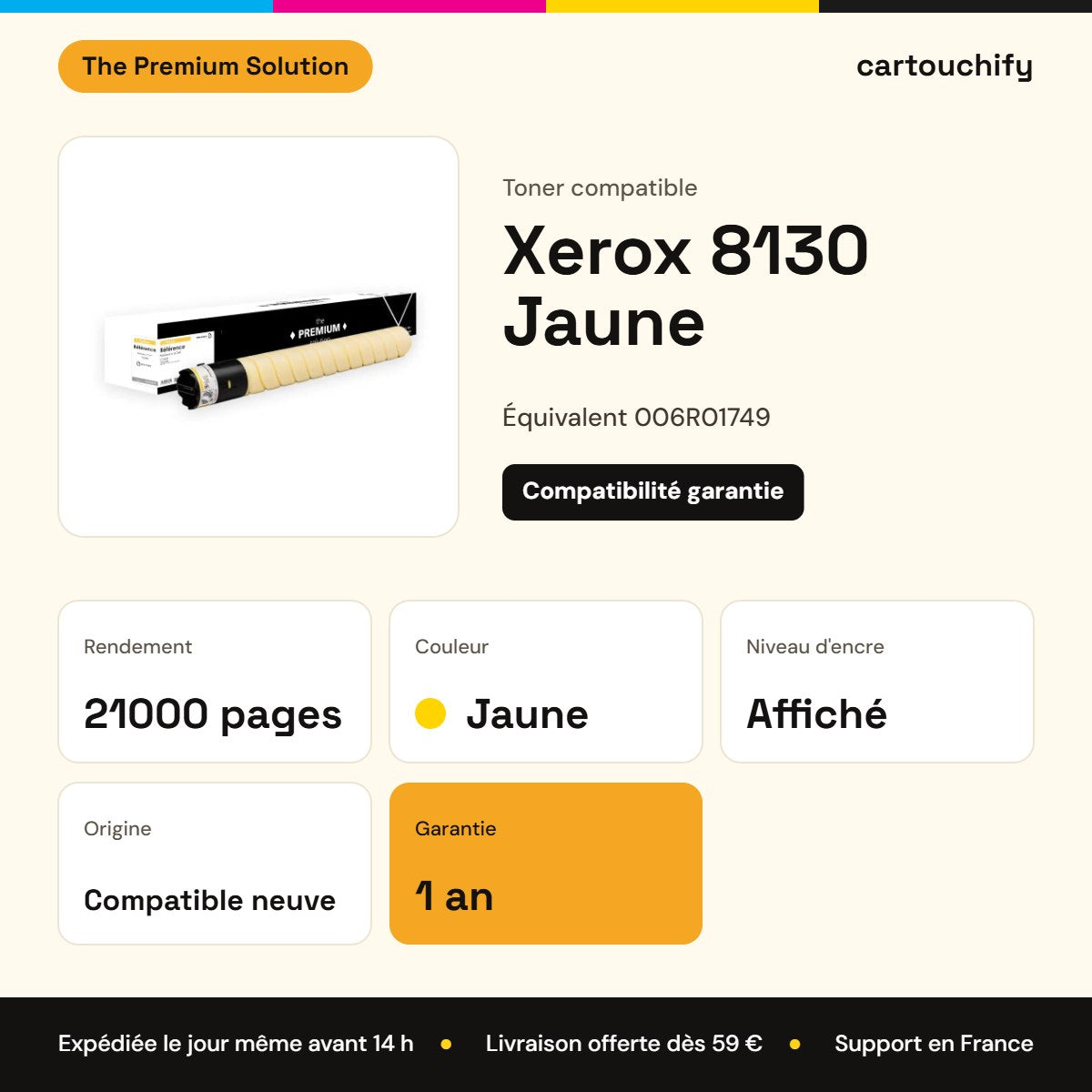 Xerox 8130 Toner Jaune compatible équivalent à 006R01749 : caractéristiques