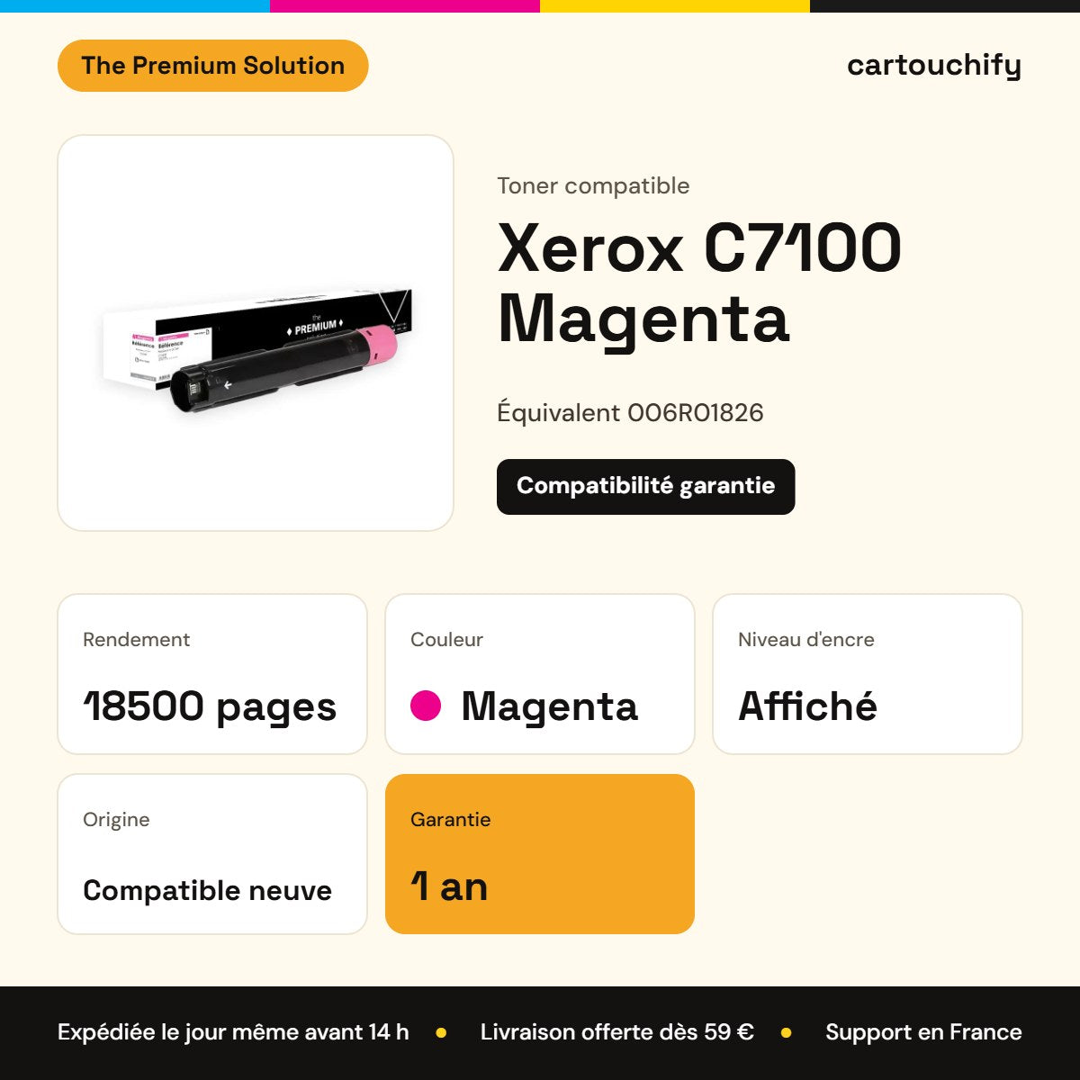 Xerox C7100 Toner Magenta compatible équivalent à 006R01826 : caractéristiques