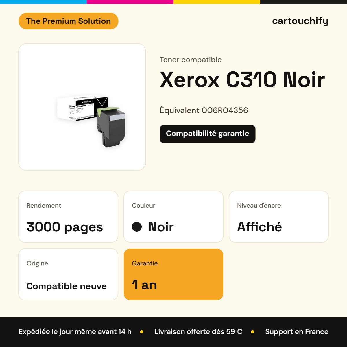 Xerox C310 Toner Noir compatible équivalent à 006R04356 : caractéristiques