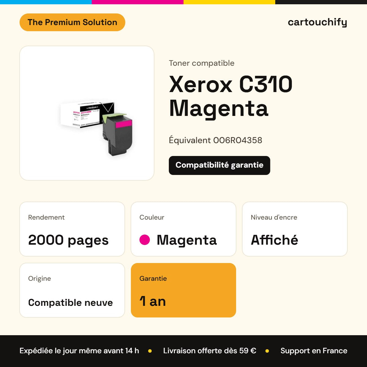 Xerox C310 Toner Magenta compatible équivalent à 006R04358 : caractéristiques