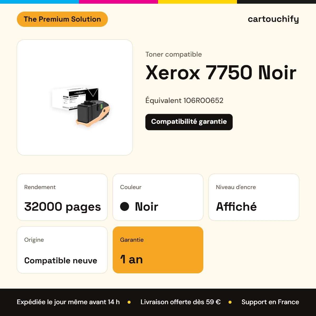 Xerox 7750 Toner Noir compatible équivalent à 106R00652 : caractéristiques