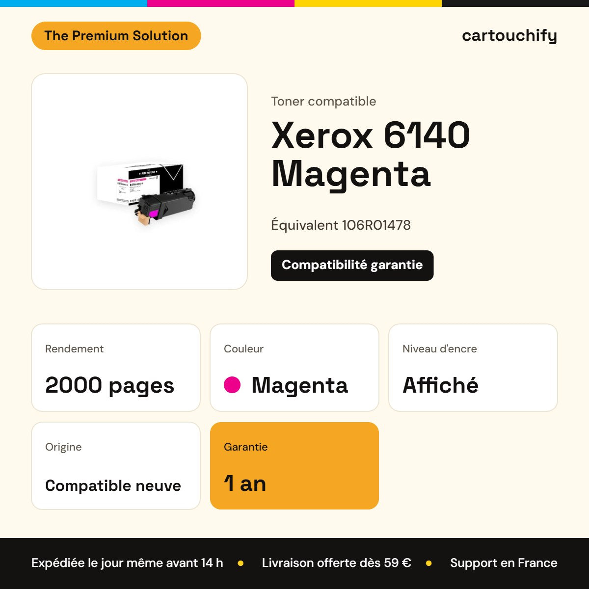Xerox 6140 Toner Magenta compatible équivalent à 106R01478 : caractéristiques
