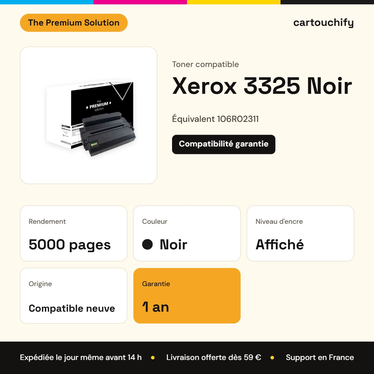 Xerox 3325 Toner Noir compatible équivalent à 106R02311 : caractéristiques