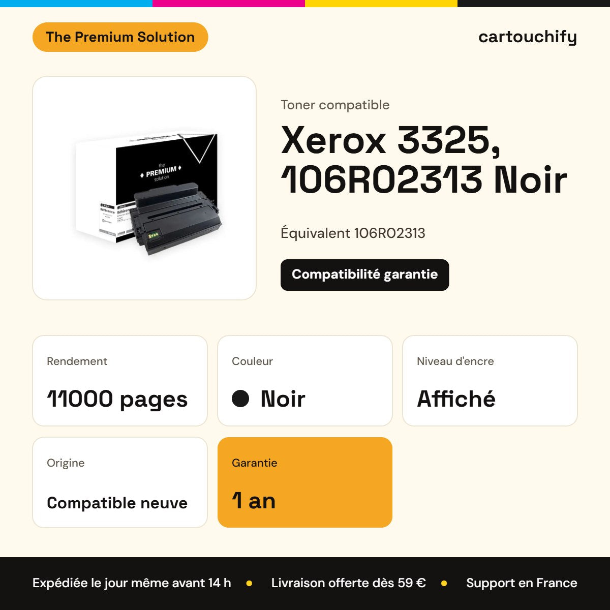 Xerox 3325, 106R02313 Toner Noir compatible : caractéristiques