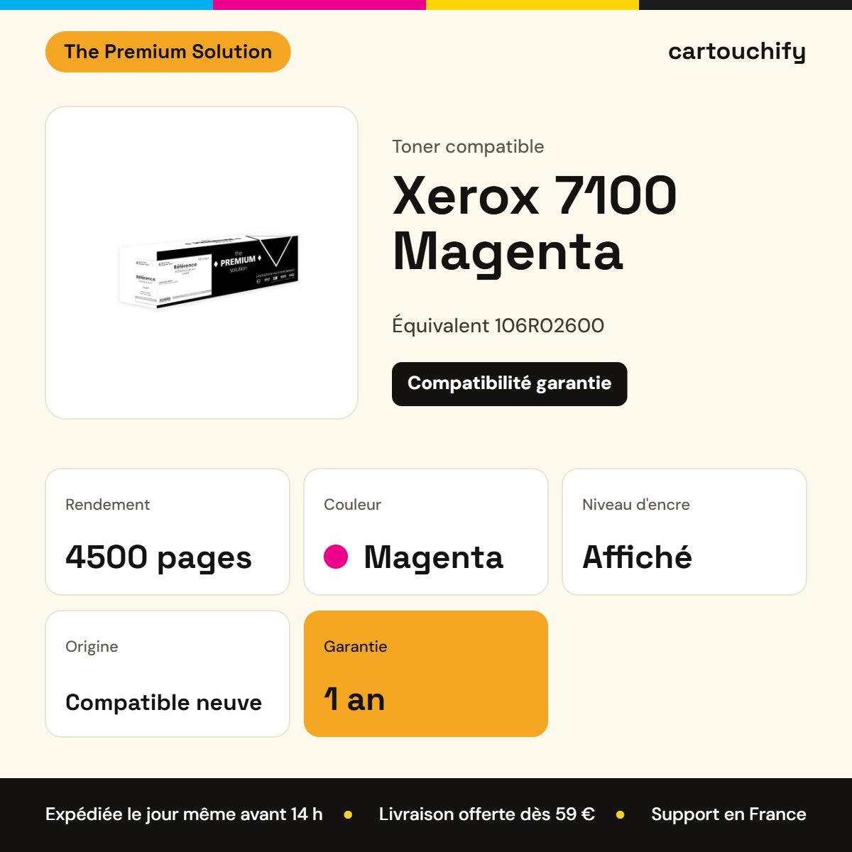 Xerox 7100 Toner Magenta compatible équivalent à 106R02600 : caractéristiques
