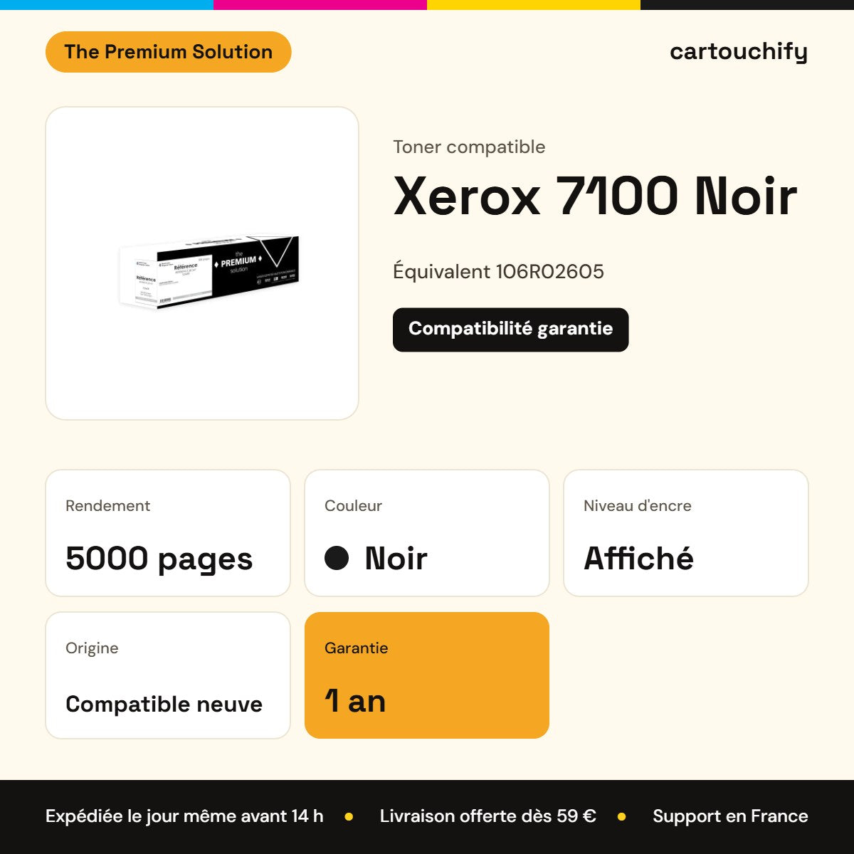 Xerox 7100 Toner Noir compatible équivalent à 106R02605 : caractéristiques