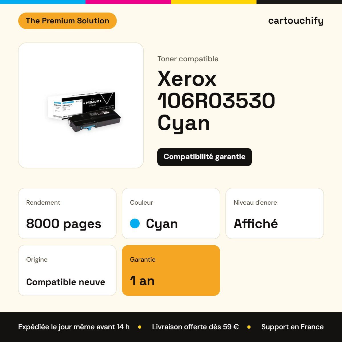 Xerox 106R03530 Toner Cyan compatible : caractéristiques