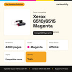 Xerox 6510/6515 Toner Magenta compatible équivalent à 106R03691, 106R3691 : caractéristiques
