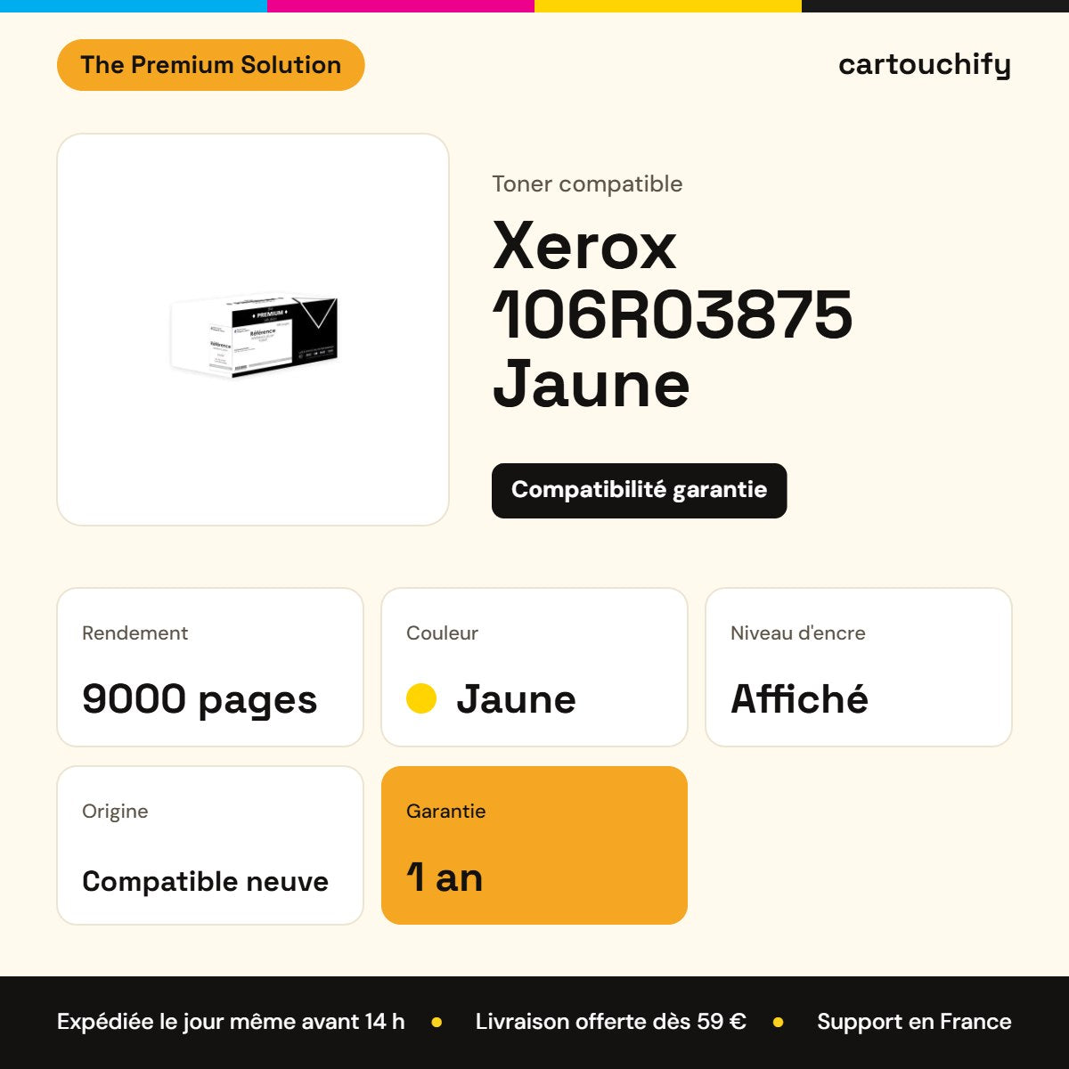 Xerox 106R03875 Toner Jaune compatible : caractéristiques