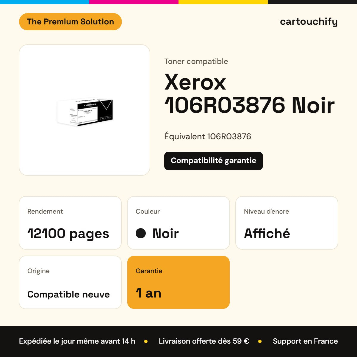 Xerox 106R03876 Toner Noir compatible : caractéristiques
