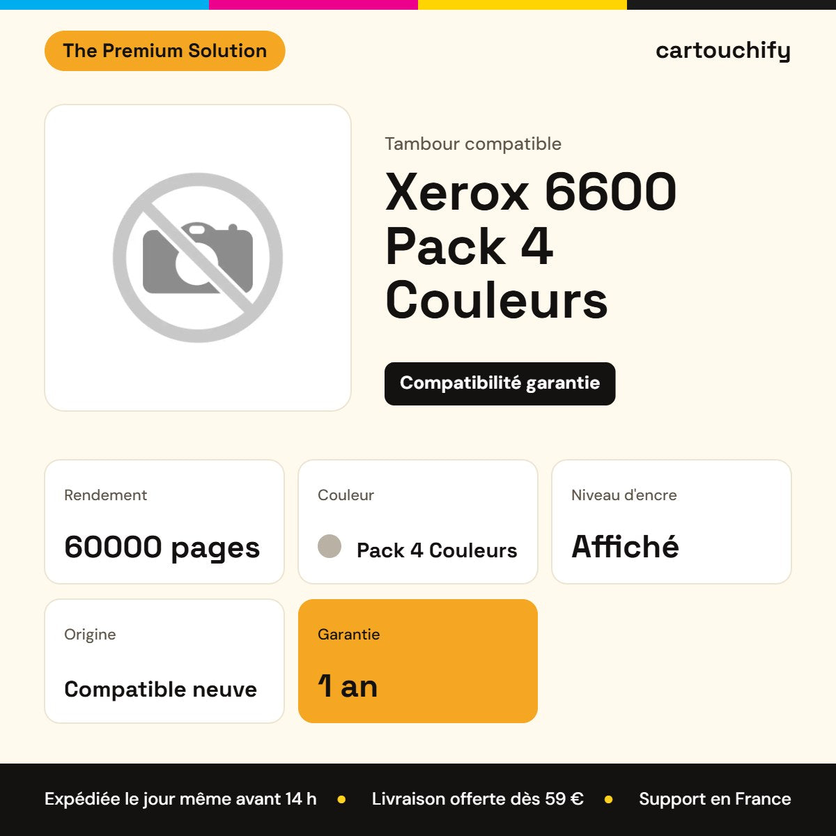 Xerox 6600 Tambour Pack 4 Couleurs compatible équivalent à 108R01121 : caractéristiques