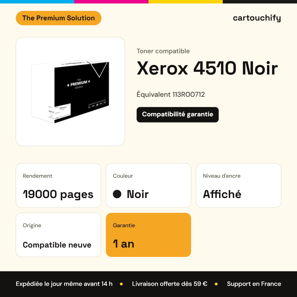 Xerox 4510 Toner Noir compatible équivalent à 113R00712 : caractéristiques