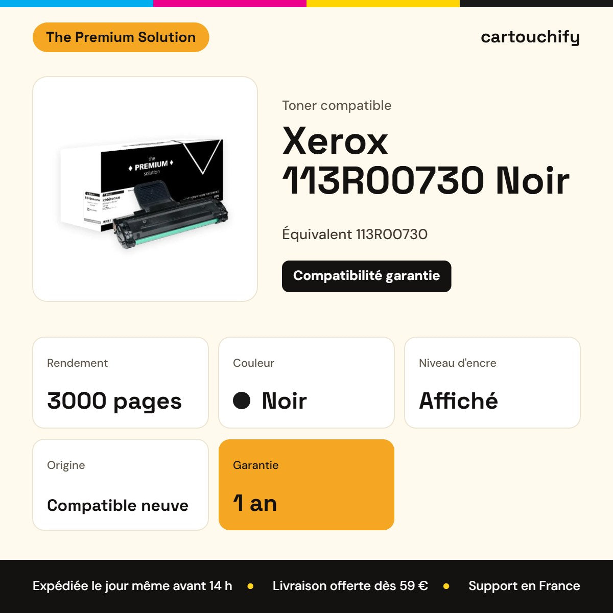 Xerox 113R00730 Toner Noir compatible : caractéristiques